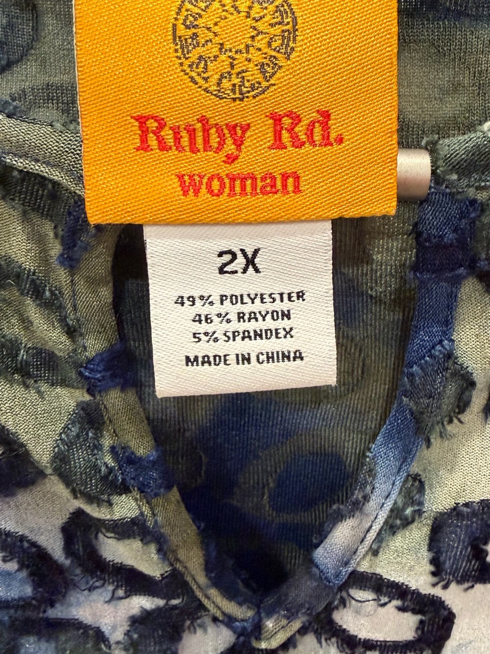 Ruby Rd. Blue & Green Patterned Long Sleeve Tunic - Picture 3 of 4